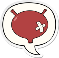 cartoon bladder with speech bubble sticker png