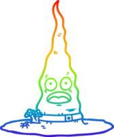 rainbow gradient line drawing of a cartoon witchs hat png