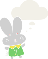 carino cartone animato minuscolo coniglio con pensato bolla nel retrò stile png