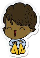 sticker of a cartoon laughing woman png