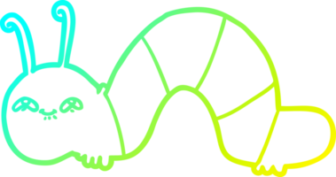 cold gradient line drawing of a cartoon happy caterpillar png