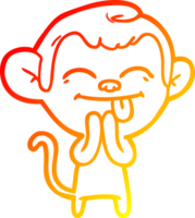 warm gradient line drawing of a funny cartoon monkey png