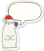 dibujos animados oso vistiendo Navidad sombrero con habla burbuja pegatina png