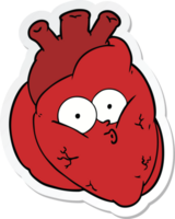 autocollant d'un coeur curieux de dessin animé png