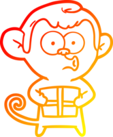 warm gradient line drawing of a cartoon christmas monkey png