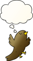 cartoon bird with thought bubble in smooth gradient style png