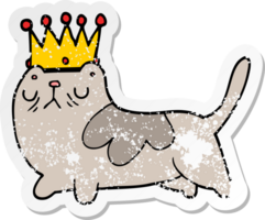 distressed sticker of a cartoon arrogant cat png