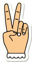 sticker of a peace symbol two finger hand gesture png