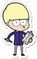 sticker of a nervous cartoon boy png