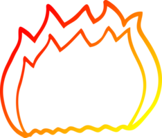 warm gradient line drawing of a cartoon fire png