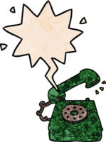 desenho animado velho Telefone com discurso bolha dentro retro textura estilo png