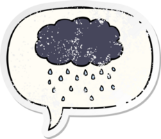 cartoon cloud raining with speech bubble distressed distressed old sticker png