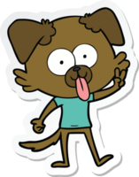 sticker of a cartoon dog with tongue sticking out png