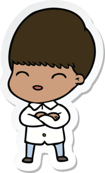 Aufkleber eines fröhlichen Cartoon-Jungen png