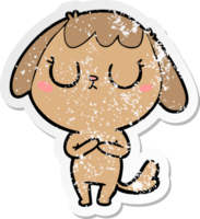 distressed sticker of a cute cartoon dog png