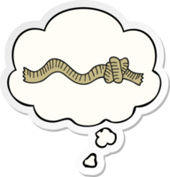 dessin animé noué corde avec pensée bulle comme une imprimé autocollant png