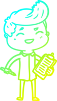 frio gradiente linha desenhando do uma desenho animado rindo vendedor png