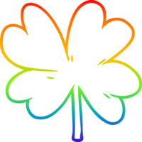 rainbow gradient line drawing of a cartoon four leaf clover png