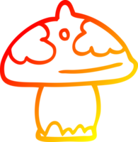 warm gradient line drawing of a cartoon mushroom png