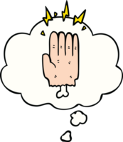 cartoon magic halloween zombie hand with thought bubble png