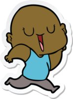 sticker of a happy cartoon bald man png