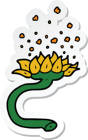 sticker of a cartoon flower releasing pollen png