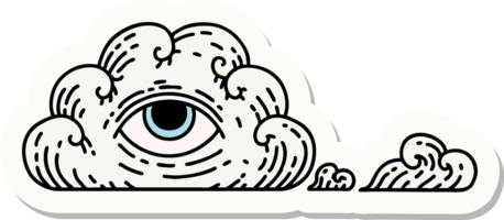 sticker of tattoo in traditional style of an all seeing eye cloud png