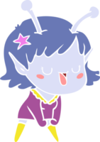 happy alien girl flat color style cartoon png