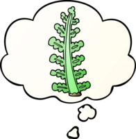 cartoon plant with thought bubble in smooth gradient style png