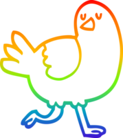 rainbow gradient line drawing of a cartoon bird running png
