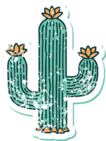 icono de estilo de tatuaje de pegatina angustiado de un cactus png