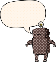 cartoon robot and speech bubble in comic book style png