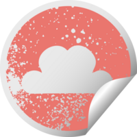 distressed circular peeling sticker symbol snow cloud png