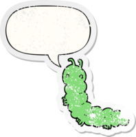 cartoon caterpillar and speech bubble distressed sticker png