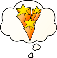 cartoon shooting stars and thought bubble in smooth gradient style png