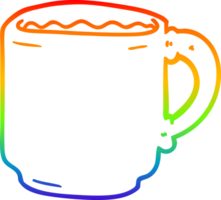 arco iris degradado línea dibujo de un dibujos animados café jarra png