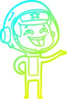 cold gradient line drawing of a cartoon laughing astronaut png