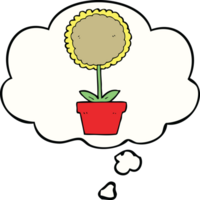 cute cartoon flower with thought bubble png