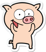 sticker of a cheerful pig cartoon png