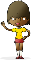 cartoon waving woman png