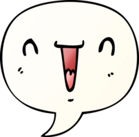 cute happy cartoon face with speech bubble in smooth gradient style png