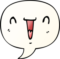 mignonne content dessin animé visage avec discours bulle dans lisse pente style png