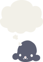 cartoon cloud with thought bubble in retro style png