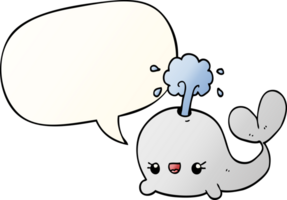 cute cartoon whale with speech bubble in smooth gradient style png