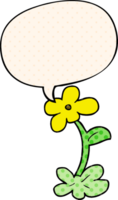 dessin animé fleur avec discours bulle dans bande dessinée livre style png