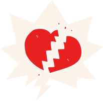 tecknad serie bruten hjärta med Tal bubbla i retro stil png