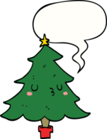 fofa desenho animado Natal árvore com discurso bolha png