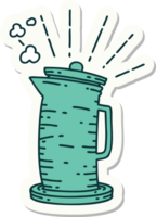 sticker of a tattoo style coffee jug png