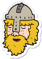 adesivo de um rosto de viking de desenho animado png