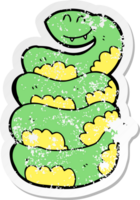 distressed sticker of a cartoon snake png